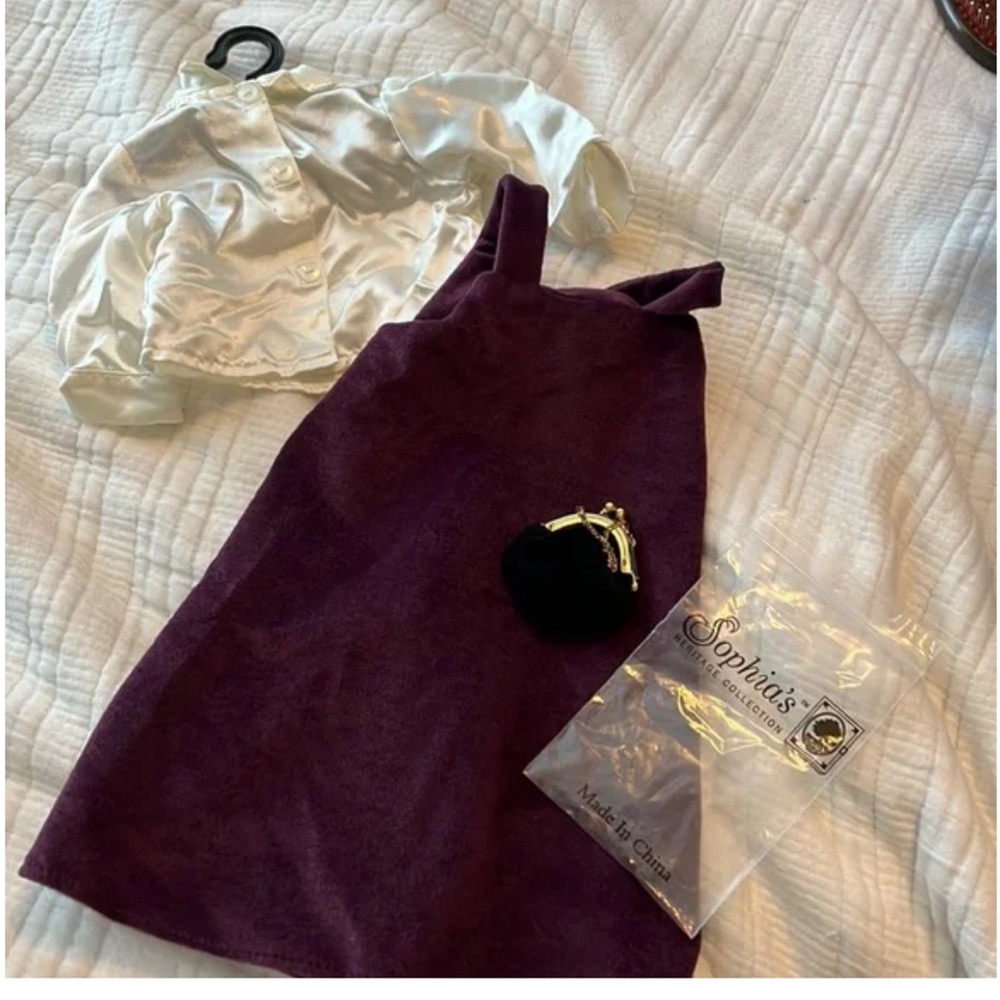 American Girl Purple Dress and White Jacket Set